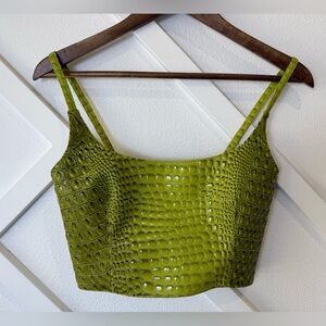 Mia Vesper Faux Croc Embossed Crop Top Size XS Made In USA